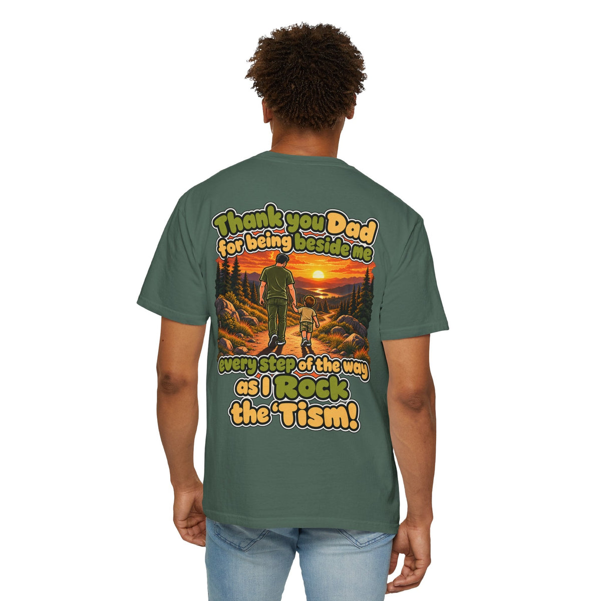 "Thank You Dad Every Step of the Way as I Rock the 'Tism" Graphic Tee - Geo Rocks The 'Tism