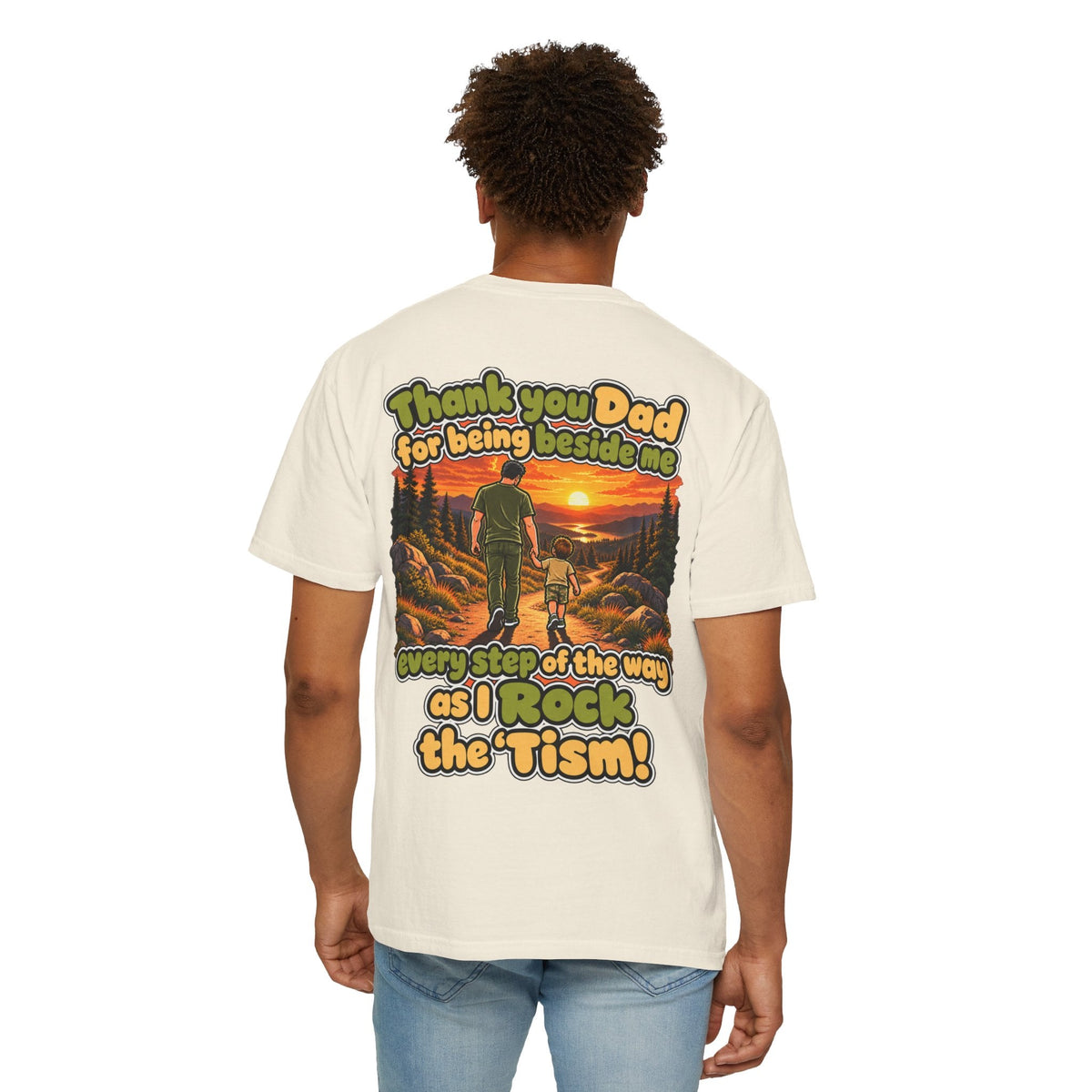 "Thank You Dad Every Step of the Way as I Rock the 'Tism" Graphic Tee - Geo Rocks The 'Tism