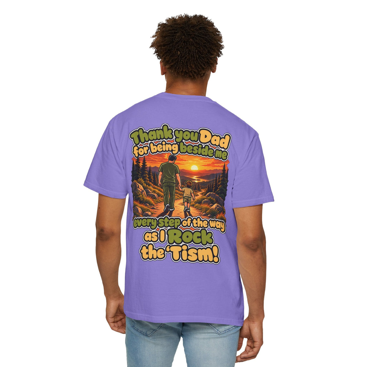 "Thank You Dad Every Step of the Way as I Rock the 'Tism" Graphic Tee - Geo Rocks The 'Tism