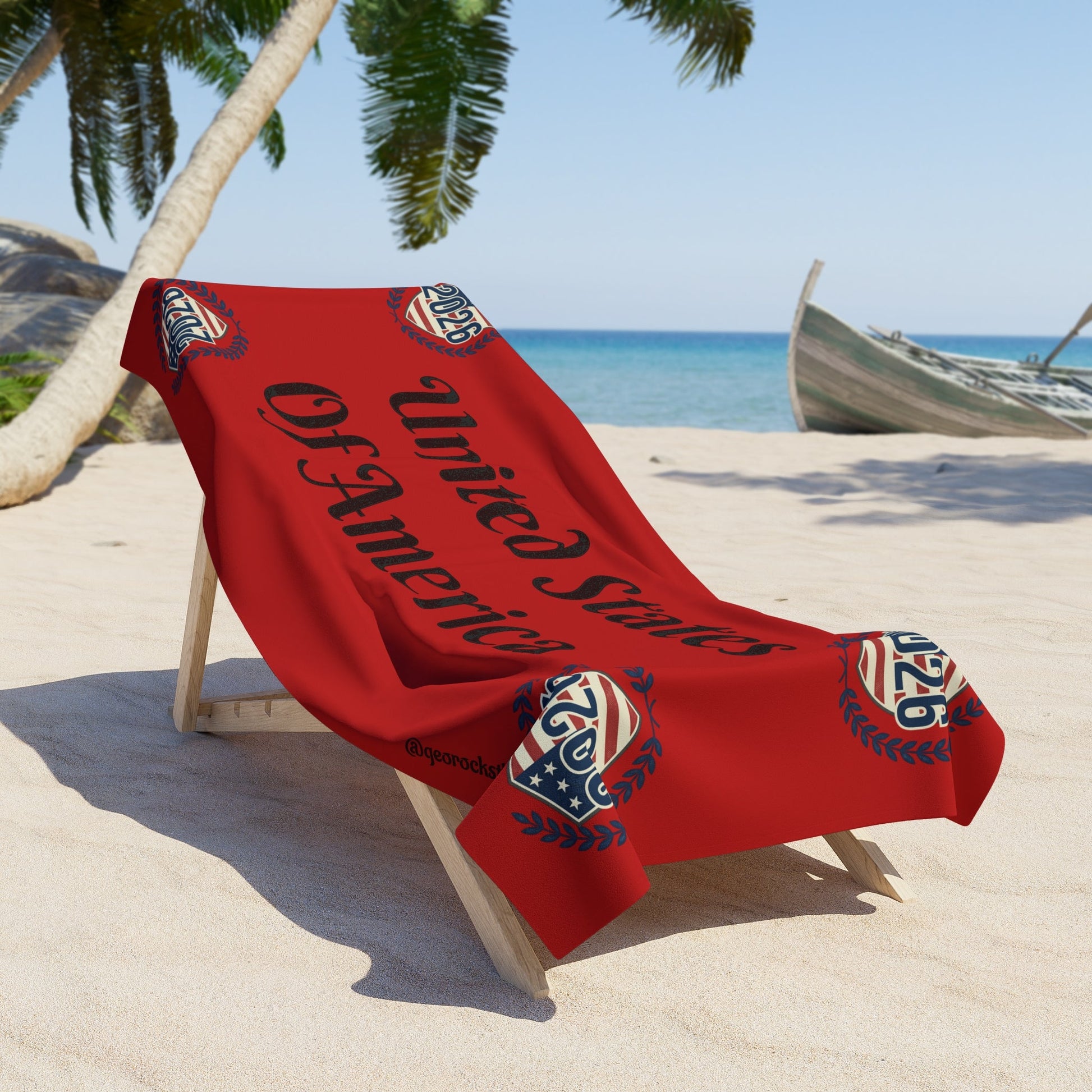 United States Of America' Beach Towel – 2026 USA Flag Emblem - Geo Rocks The 'Tism