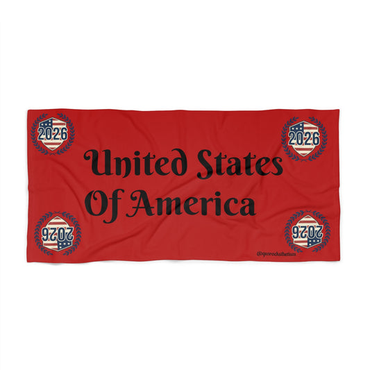 United States Of America' Beach Towel – 2026 USA Flag Emblem - Geo Rocks The 'Tism