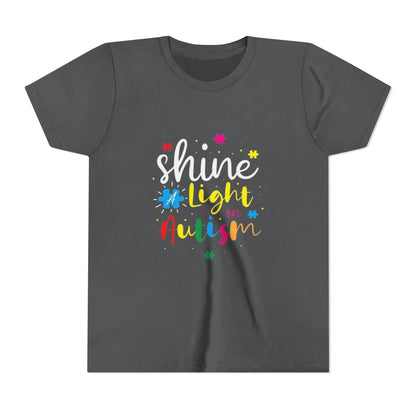 Youth Tee - "Light Up Autism" Colorful Puzzle Piece Awareness Shirt - Geo Rocks The 'Tism