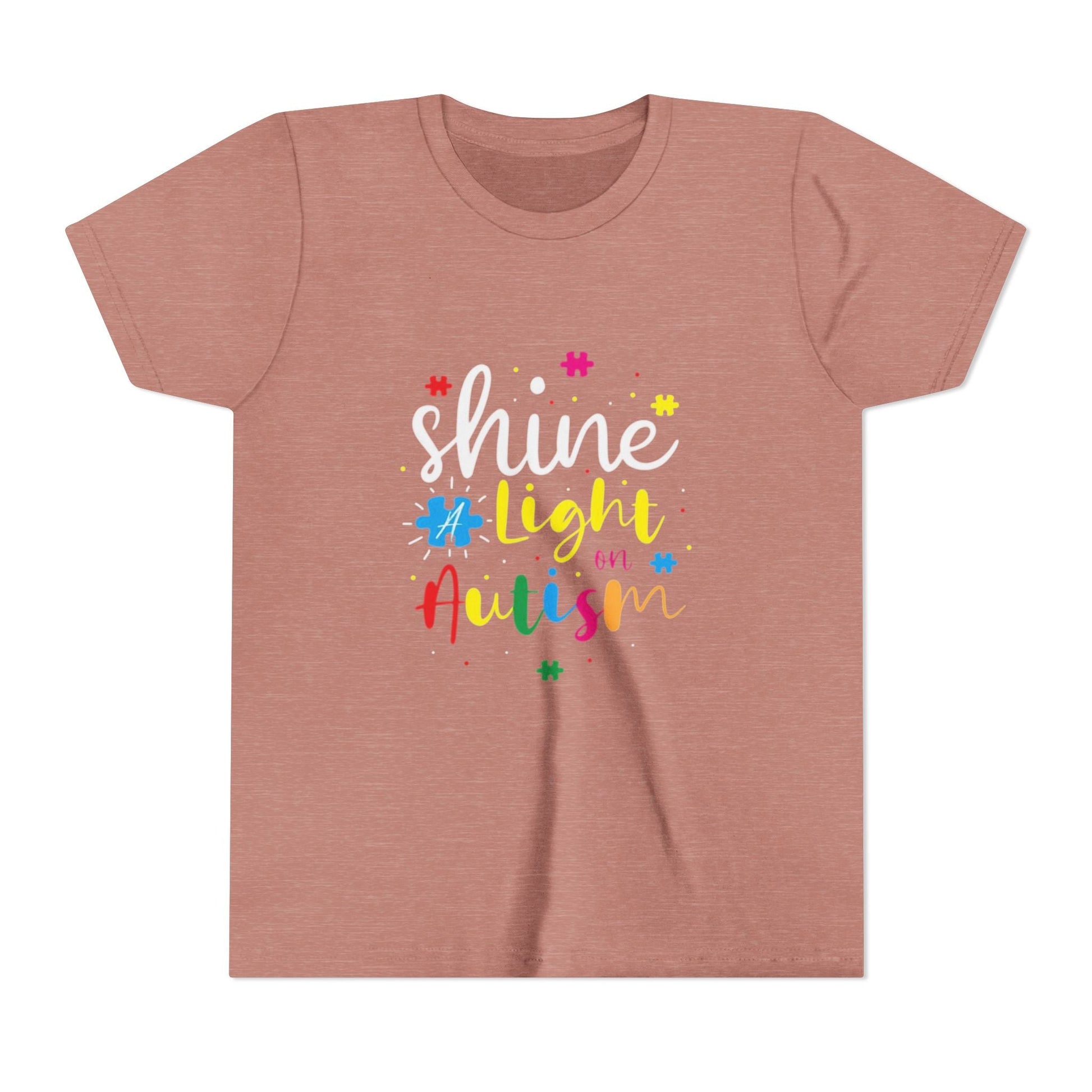 Youth Tee - "Light Up Autism" Colorful Puzzle Piece Awareness Shirt - Geo Rocks The 'Tism