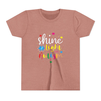 Youth Tee - "Light Up Autism" Colorful Puzzle Piece Awareness Shirt - Geo Rocks The 'Tism