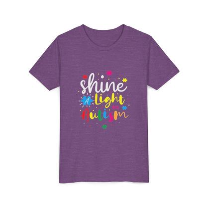 Youth Tee - "Light Up Autism" Colorful Puzzle Piece Awareness Shirt - Geo Rocks The 'Tism