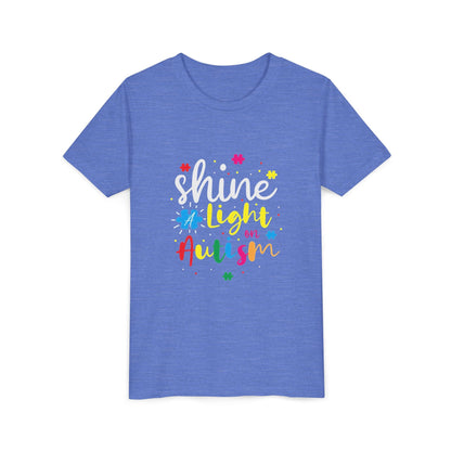 Youth Tee - "Light Up Autism" Colorful Puzzle Piece Awareness Shirt - Geo Rocks The 'Tism