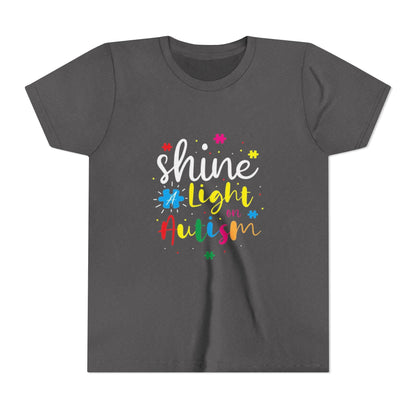 Youth Tee - "Light Up Autism" Colorful Puzzle Piece Awareness Shirt - Geo Rocks The 'Tism