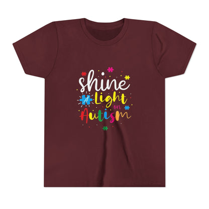 Youth Tee - "Light Up Autism" Colorful Puzzle Piece Awareness Shirt - Geo Rocks The 'Tism