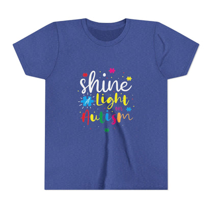 Youth Tee - "Light Up Autism" Colorful Puzzle Piece Awareness Shirt - Geo Rocks The 'Tism