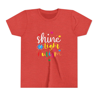 Youth Tee - "Light Up Autism" Colorful Puzzle Piece Awareness Shirt - Geo Rocks The 'Tism