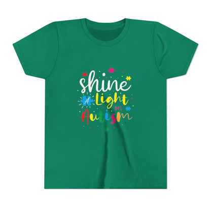 Youth Tee - "Light Up Autism" Colorful Puzzle Piece Awareness Shirt - Geo Rocks The 'Tism