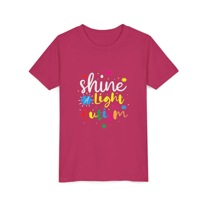 Youth Tee - "Light Up Autism" Colorful Puzzle Piece Awareness Shirt - Geo Rocks The 'Tism