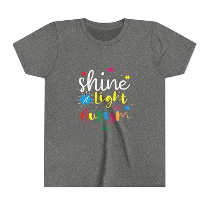 Youth Tee - "Light Up Autism" Colorful Puzzle Piece Awareness Shirt - Geo Rocks The 'Tism